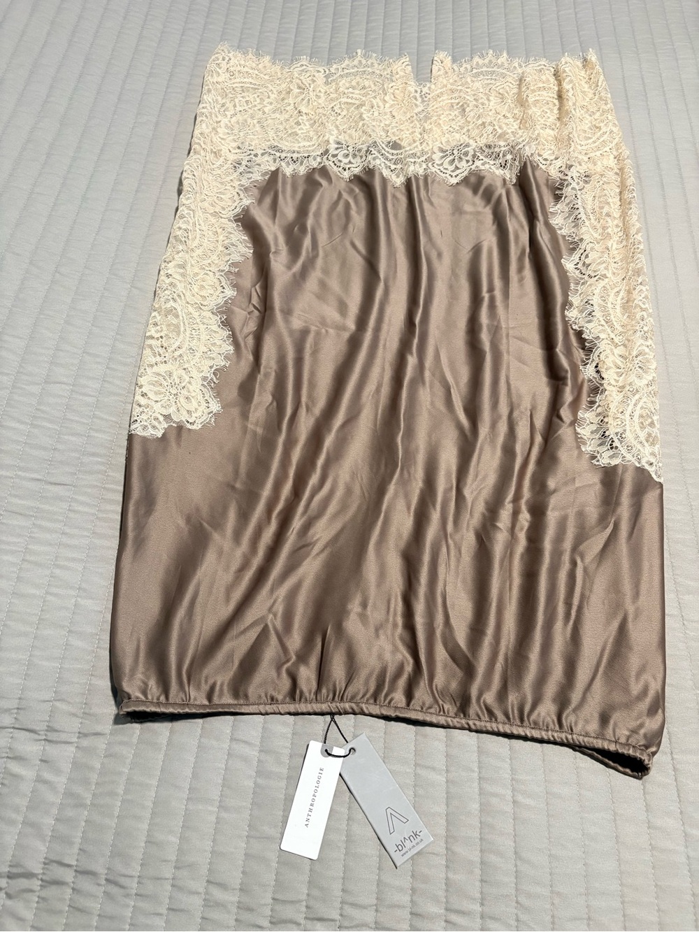 Anthropologie Bl-nk Laced Satin Midi Skirt - Picture 6 of 6